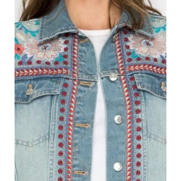 Johnny Was Workshop Jean Jacket Womens XL Oman Embroidered Floral - Picture 12 of 12